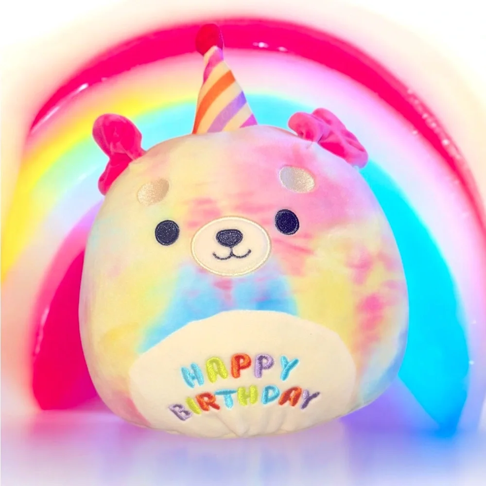 Delenne the Rainbow Tie-Dye Dog Squishmallow, an 8-inch plush toy‎
